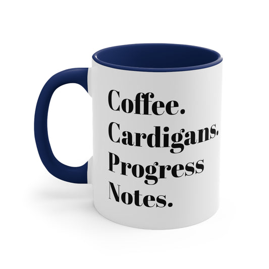 Coffee Cardigans Progress Notes Mug