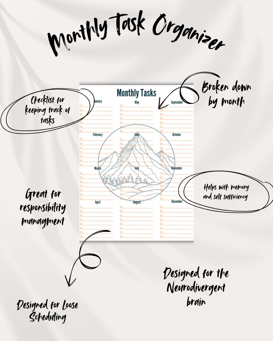 Monthly Task Organization for Neurodivergence