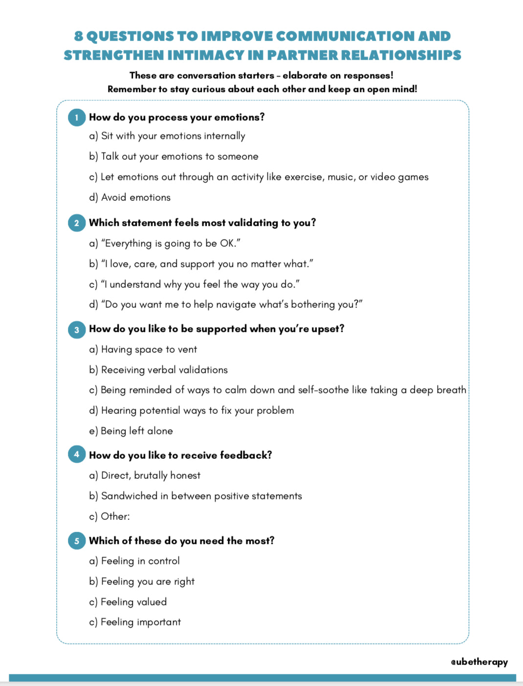 8 Questions to Improve Communication and Strengthen Intimacy in Partner Relationships