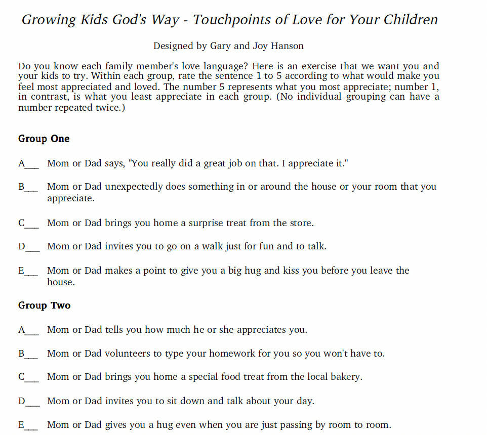 Growing Kids God's Way - Touchpoints of Love for Your Children