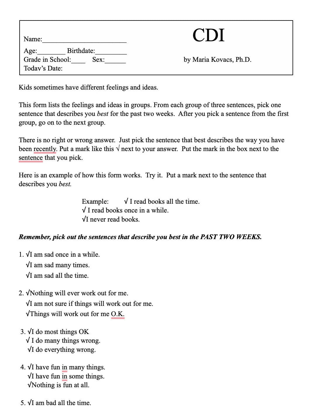 Children's Depression Inventory (CDI)