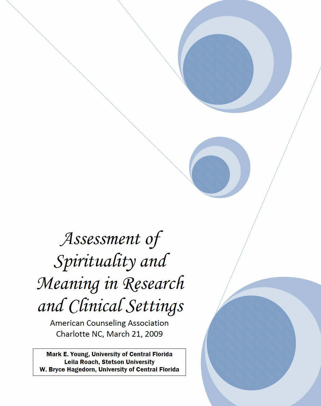 ACA's Assessment of Spirituality and Meaning in Research and Clinical Settings