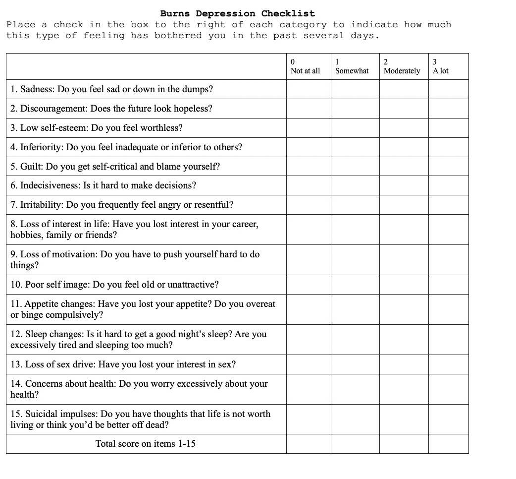 Burns Depression Checklist
