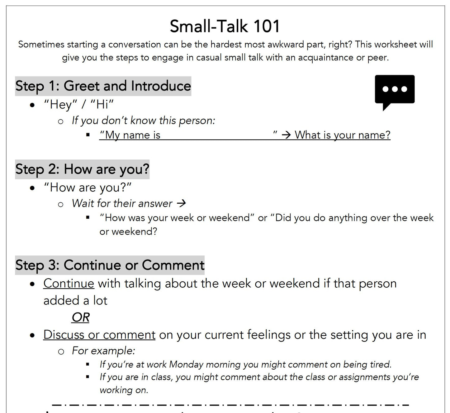 Small Talk 101