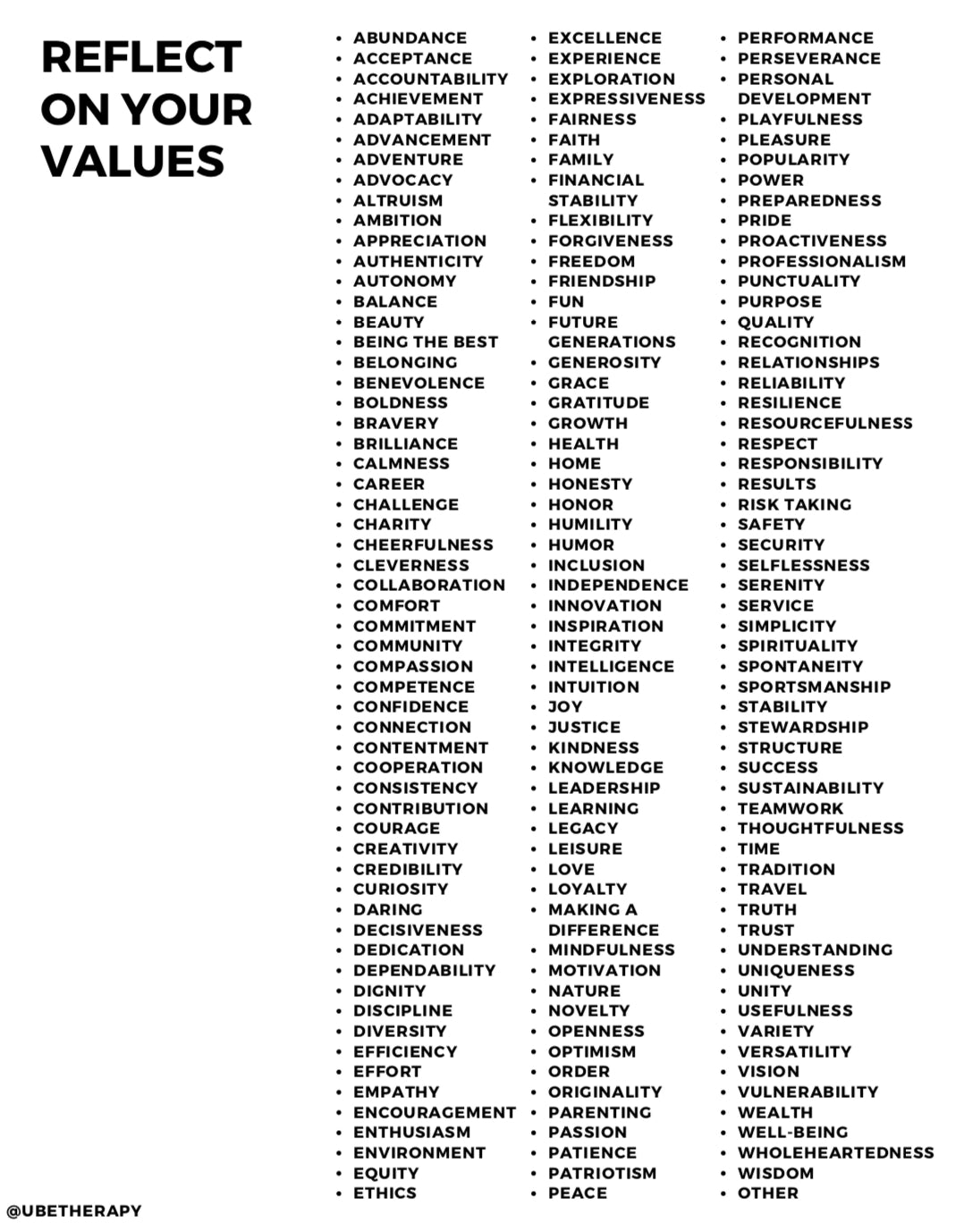 Values Handout