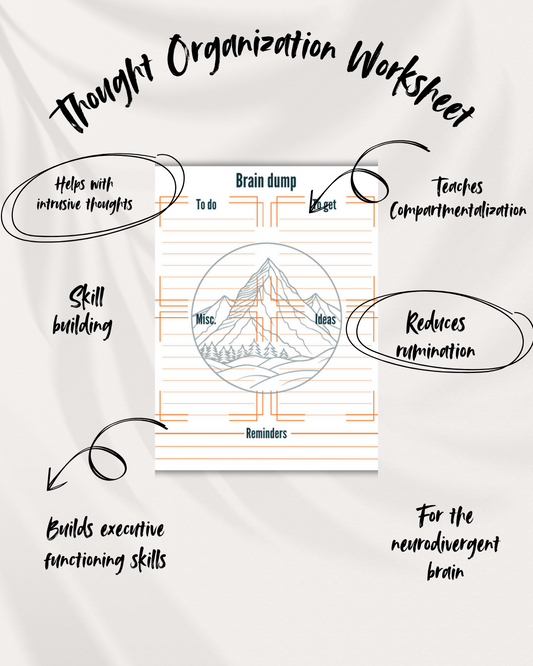 Brain Dump Thought organization worksheet for ADHD and Anxiety