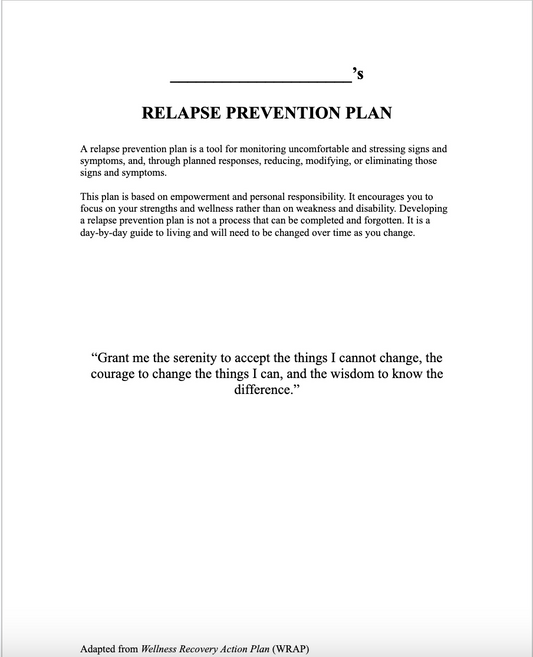 Relapse Prevention Plan - WRAP Inspired