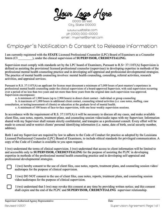 Employer's Consent for Supervision