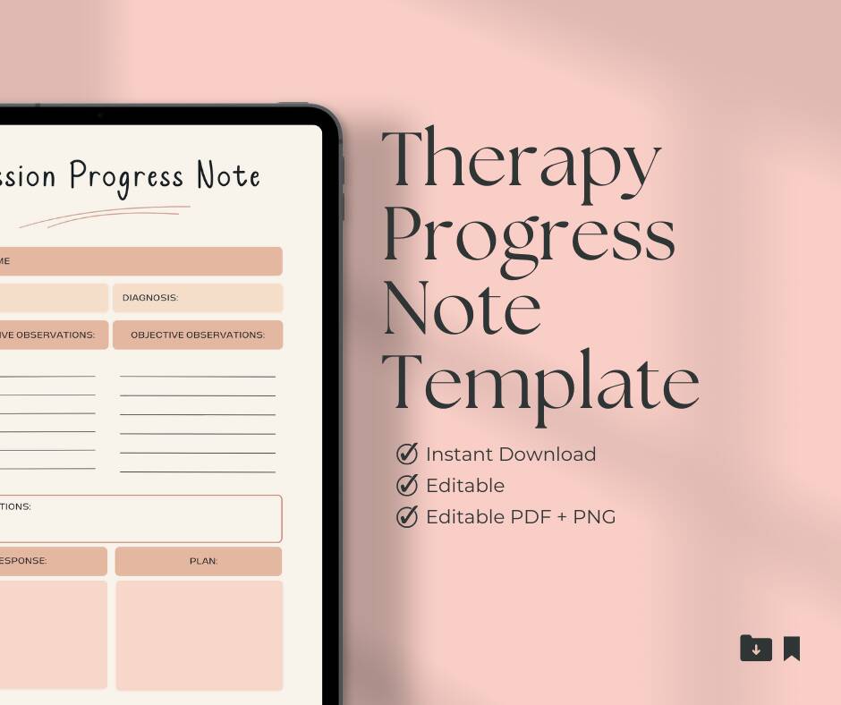 Quick Therapy Progress Note BIRP method (therapist notes for mental health documentation clinicians social work social workers counselors)