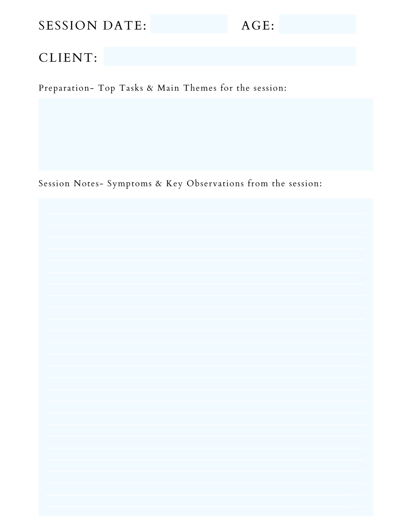 Therapy Session Notes Template I Simple Session Notes I Printable I Th ...
