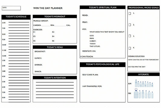 Win The Day Planner Page