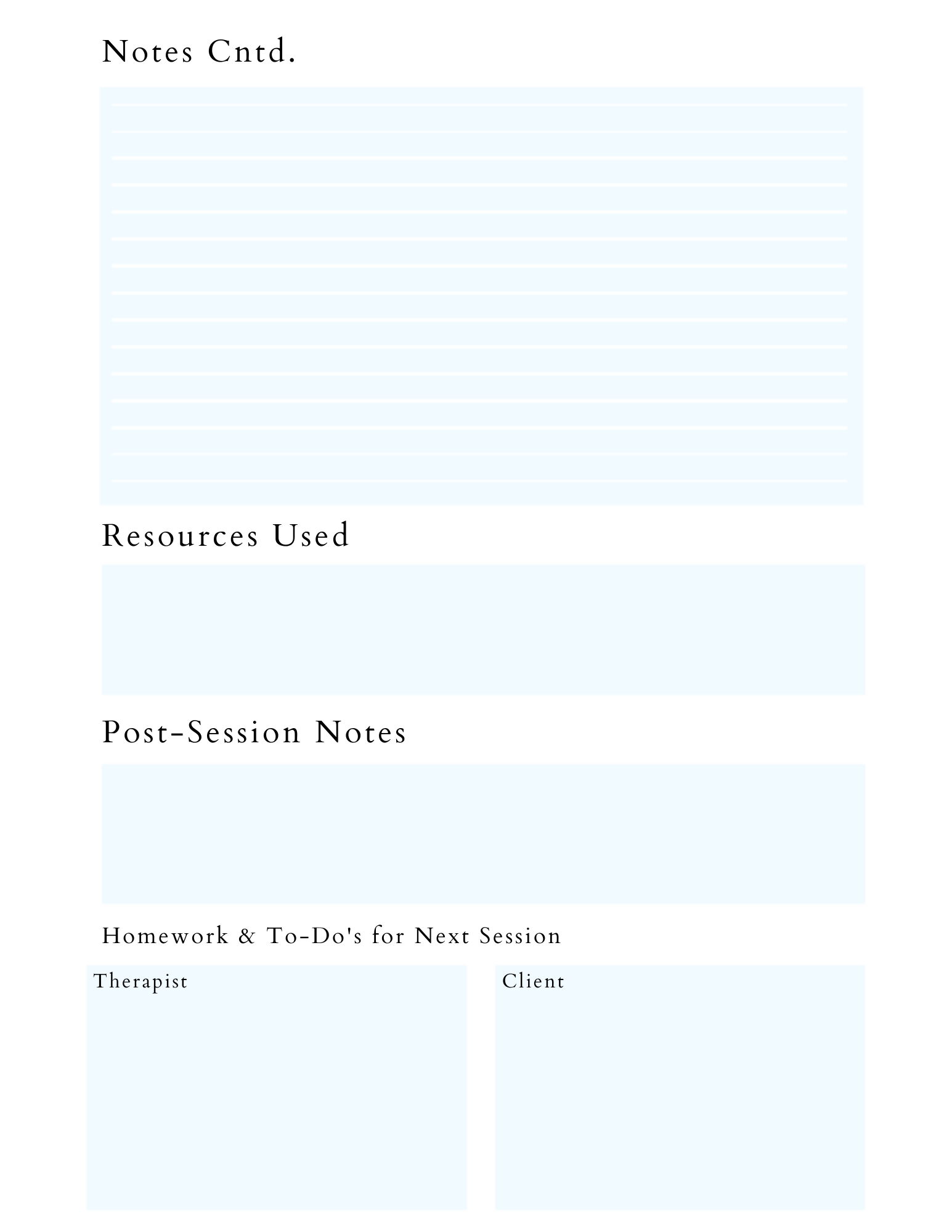 Therapy Session Notes Template I Simple Session Notes I Printable I Th