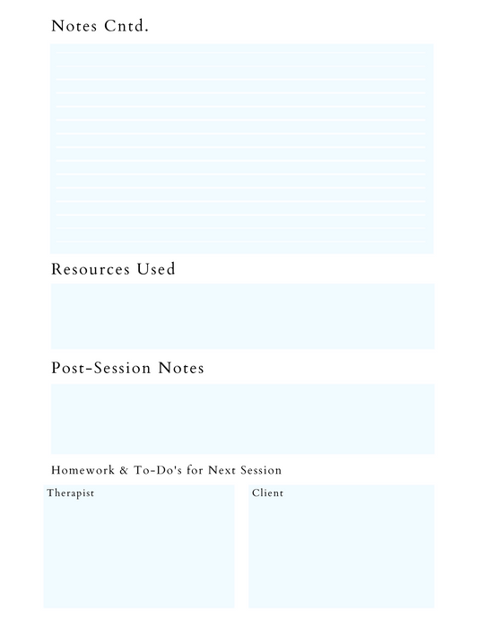 Therapy Session Notes Template I Simple Session Notes I Printable I Therapy Resource I Therapy Guide I Office Organization