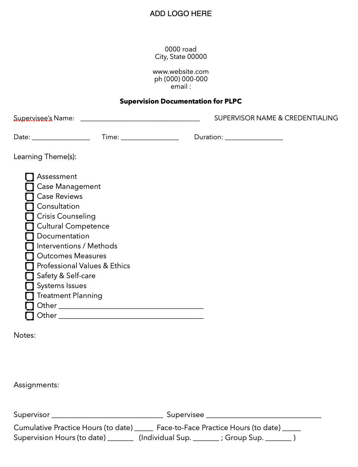 Note Taking Supervision Supervision Note w Checklist – Just Counseling Things