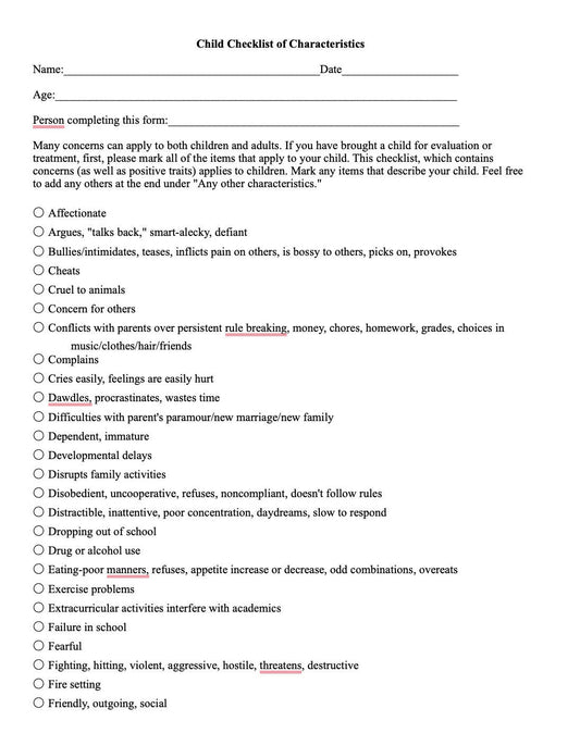 Children's Characteristics Checklist