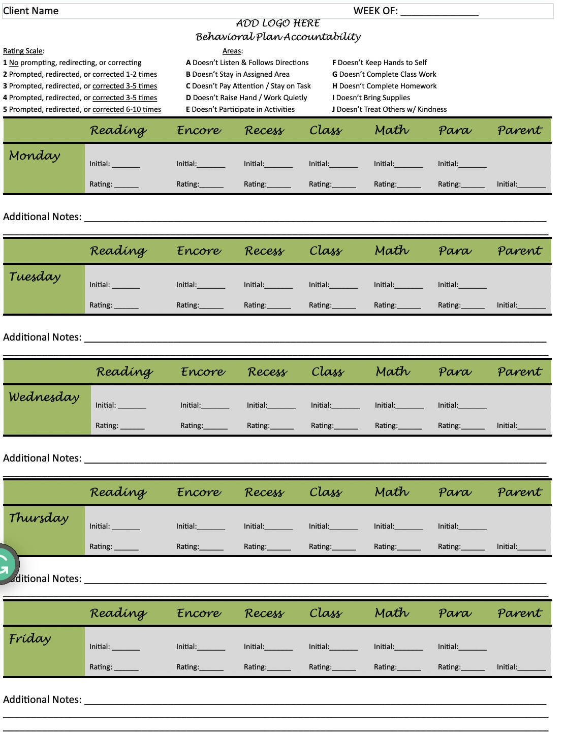 Behavioral Plan
