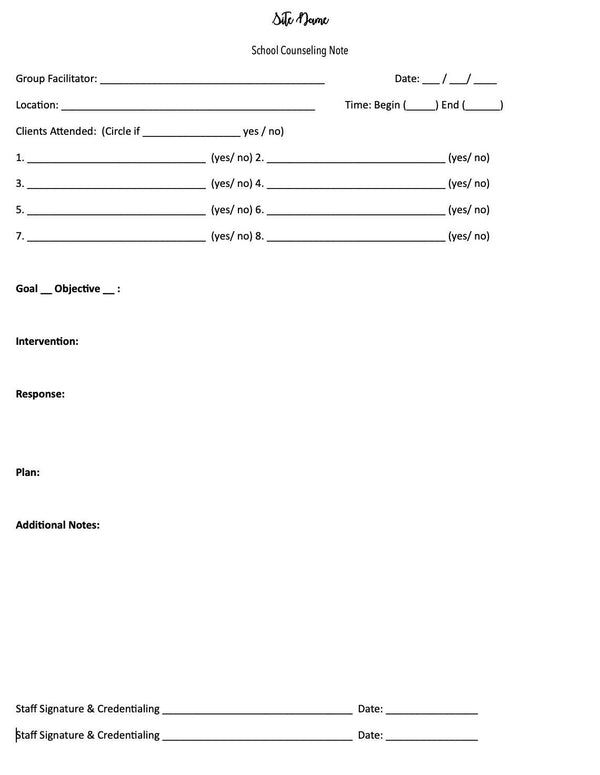 Group Counseling Note – Just Counseling Things