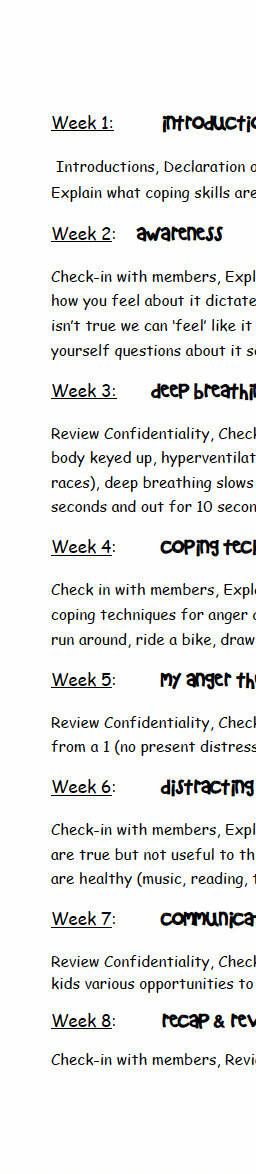 8 week Anger Group curriculum