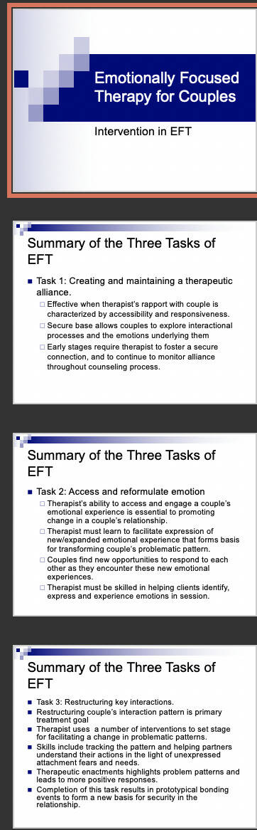 Interventions In Emotionally Focused Couples Therapy Power Point